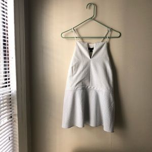 Banana Republic White Striped Peplum Top